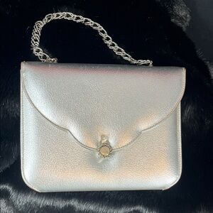 Vintage Silver Clutch Purse with Silver Chain